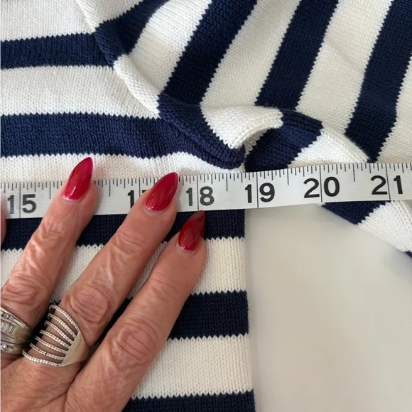 #116 J Crew Navy and White Striped Sweater. NWT. Size S. Classy! - Picture 5 of 10
